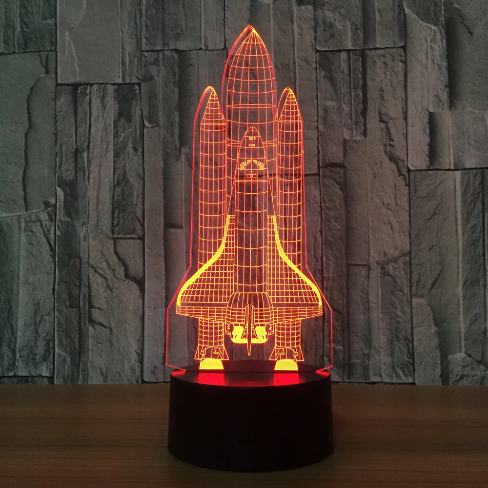 Космический корабль 7 цветов лампа 3d Визуальный светодиодный ночник для детей