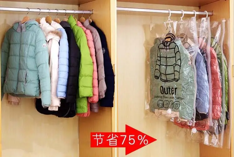 Домашний вакуумный шкаф для хранения с уплотнением и крючком вешалкой. Сумка