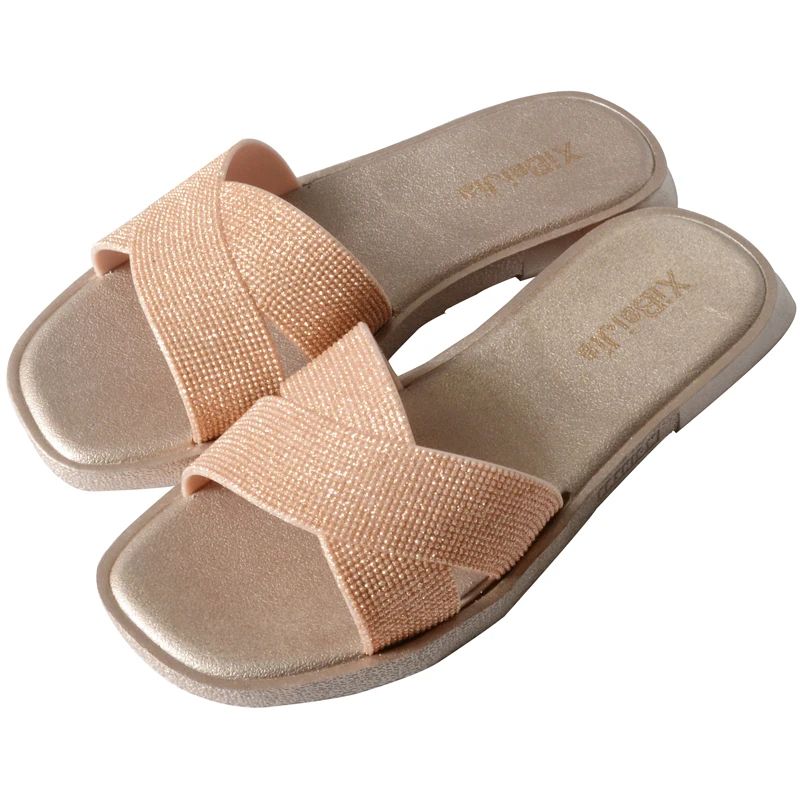 Новый Кристалл Дамские тапочки летние пляжные сандалии на плоской подошве