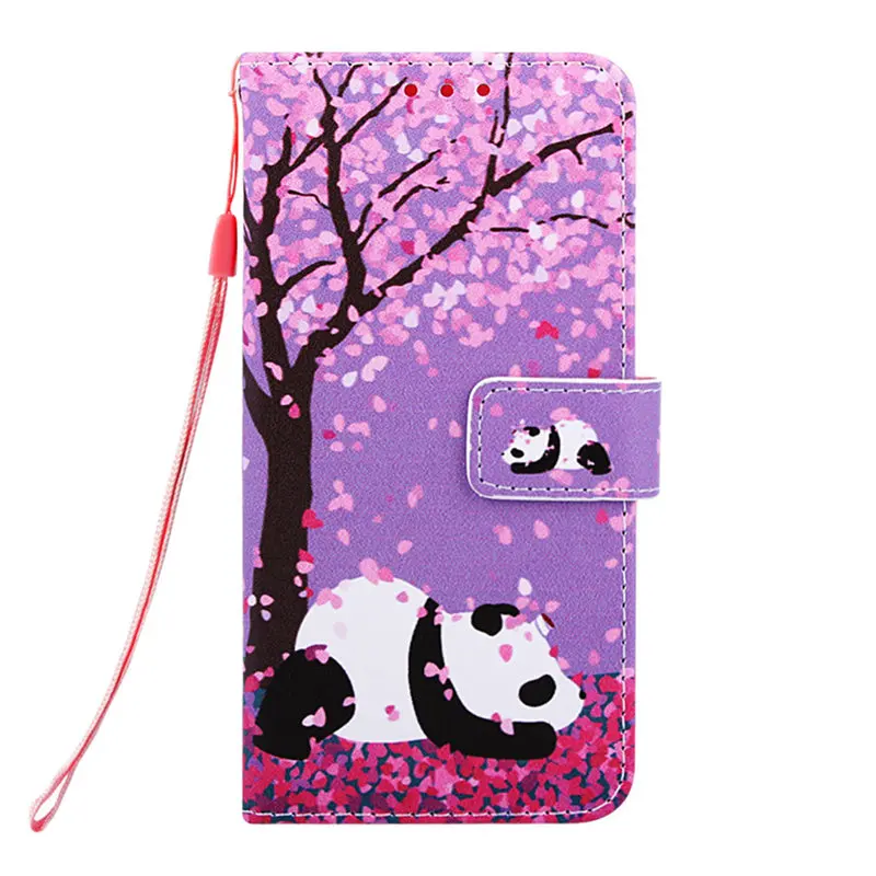 Cherry Blossom Panda Чехол кожаный чехол для телефона сумка для samsung Galaxy S8 S9 S10E S10 J6 плюс A10 A20 A30 A40 A50 A70 M10 M20 С Откидывающейся Крышкой и функцией подставки D03D - Цвет: Cherry Blossom Panda