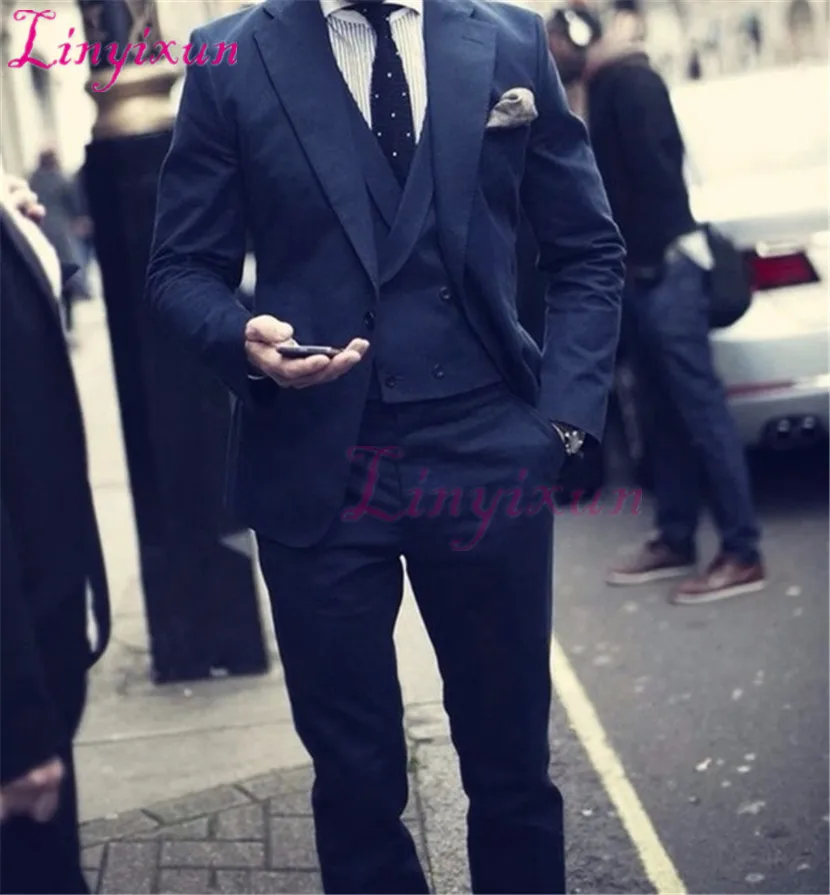 Linyixun на заказ темно синие нагрудные повседневное вечерние для мужчин Последняя