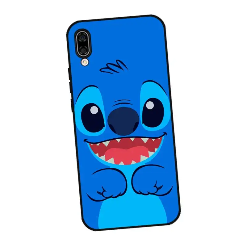 P211 Stitch Cute Black Silicone Case Cover For Huawei Honor 8C 8X 9 10 20i V10 V20 Note10 Max Lite Magic2 |