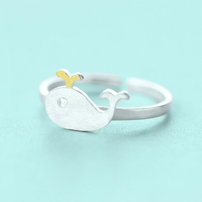 Женское Открытое кольцо с серебристым и серым Китом|fine jewelry|ring ringrings for women |