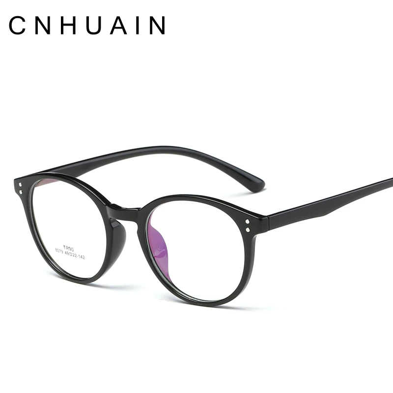 CNHUAIN Round Eyeglasses Men Brand Optical Frames Clear lens Female Eye Glasses For Women TR90 Spectacle Frame Myopia | Аксессуары для
