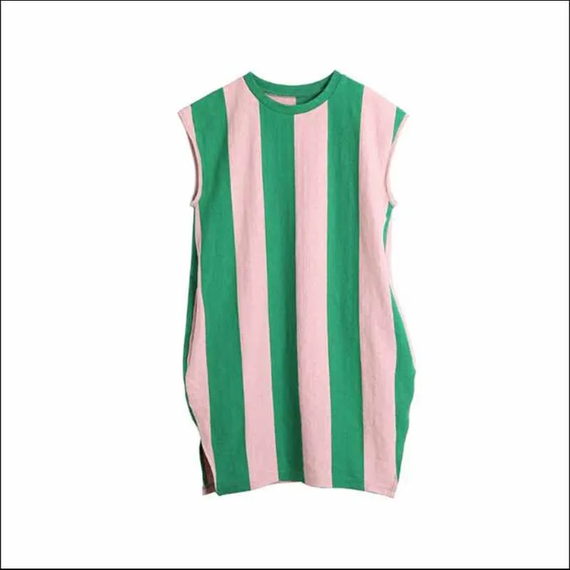 618Crew Neck Girls Dresses NNGZ Summer 5 TO 14 Pocket Kids A-line Party Casual Stripe Cotton | Детская одежда и обувь