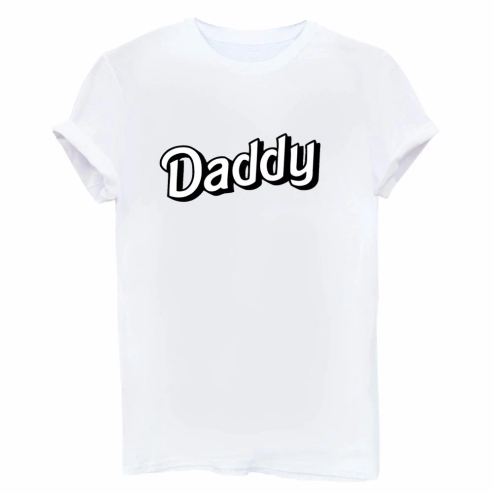 2017 летняя футболка для женщин Daddy Черный Принт с буквами Серый Белый 3 цвета cutton