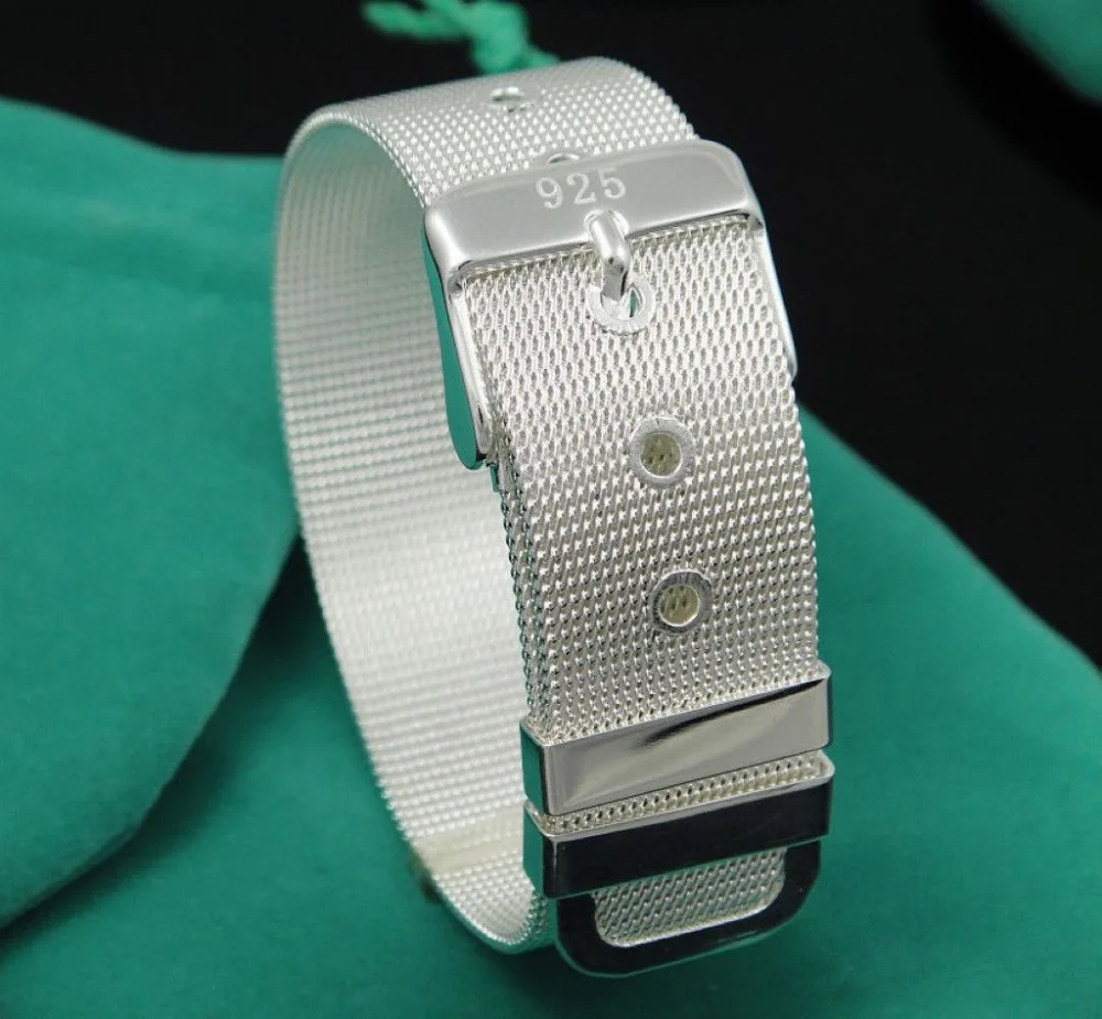 Бесплатная доставка ювелирный браслет серебряного цвета S925 сетчатые браслеты