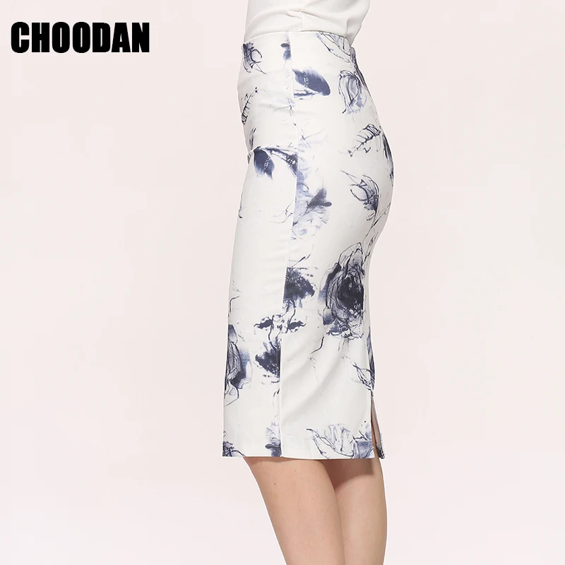 Юбка-карандаш Высокая Талия 2018 Новая мода осень-зима элегантный цветочный Printed
