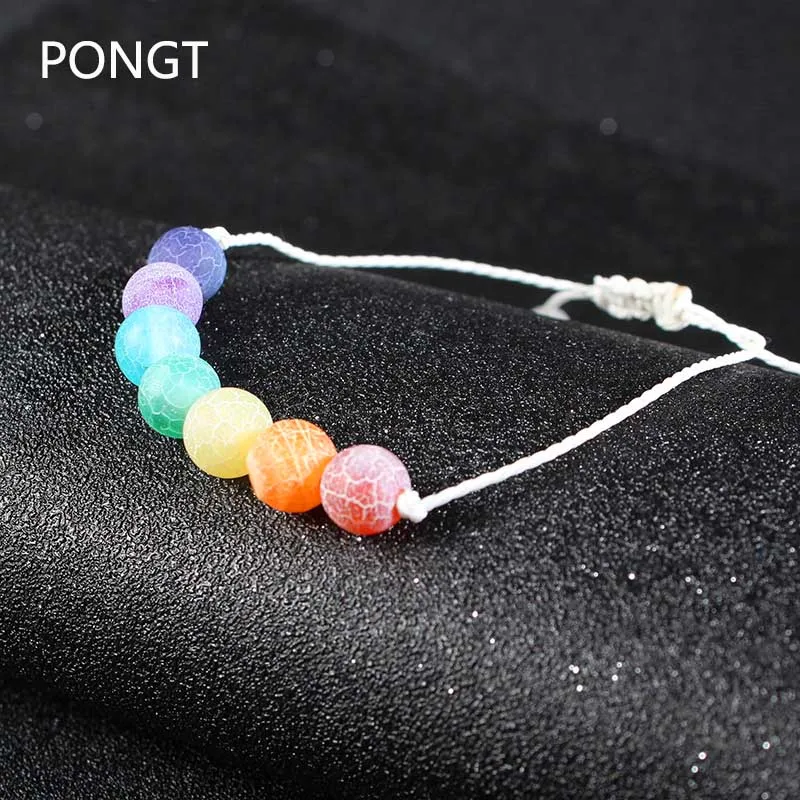 Браслет из натурального камня 7 цветов с бусинами кристаллами чакры для женщин