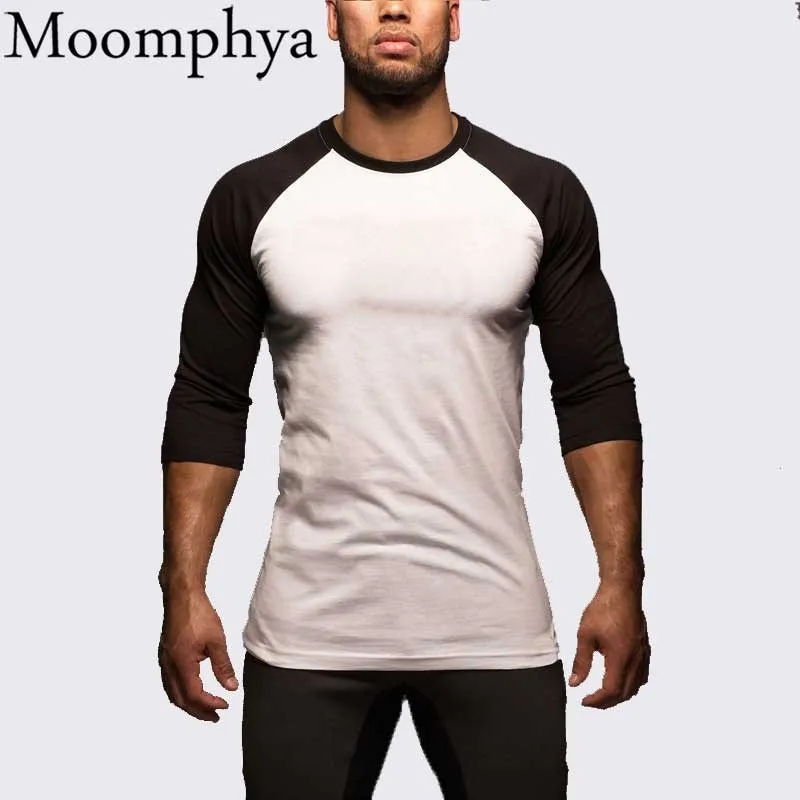 Moomphya/с рукавами реглан мужская футболка уличная Половина рукавом Футболка