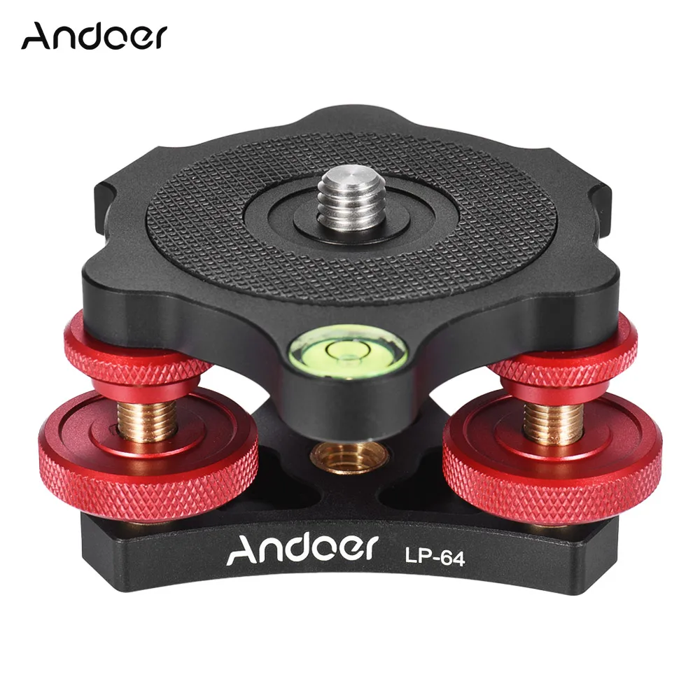 

Andoer LP-64 штатив для камеры с головкой, выравнивающее основание, трехколесный прецизионный выравниватель с пузырьковым уровнем, винт 3/8 дюйма,...