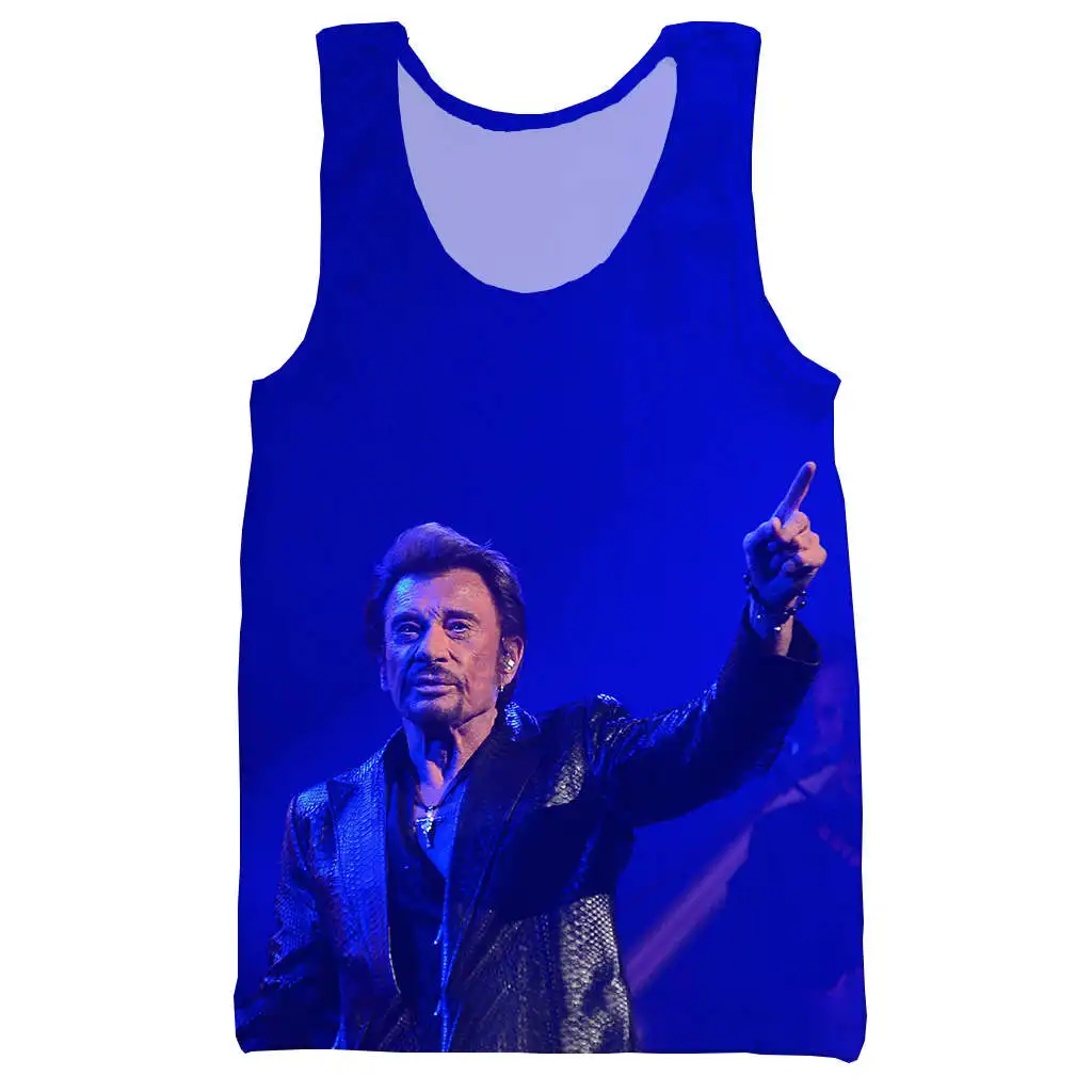 Топ на бретелях Giant star Johnny Hallyday с 3D принтом для мужчин модный крутой летний топ и