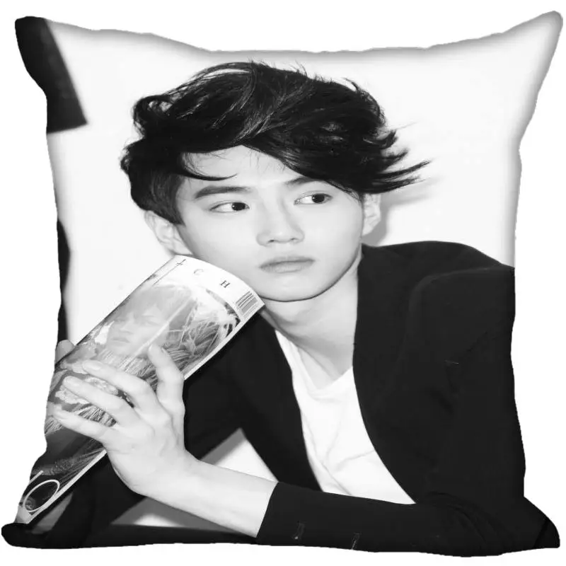 Наволочки New Custom Kpop EXO SUHO с печатью на квадратной наволочке для домашнего декора с застежкой-молнией из атласа (одна сторона).