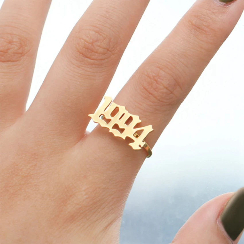 Женское регулируемое кольцо из нержавеющей стали с цифрой в возрасте от года до