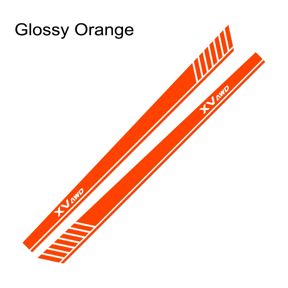 Glossy Orange Автомобильные длинные Боковые Полосатые наклейки, виниловая пленка, гоночный спортивный стиль, наклейки для автомобилей для Subaru XV, Стайлинг, тюнинг, автомобильные аксессуары - Название цвета: Glossy Orange