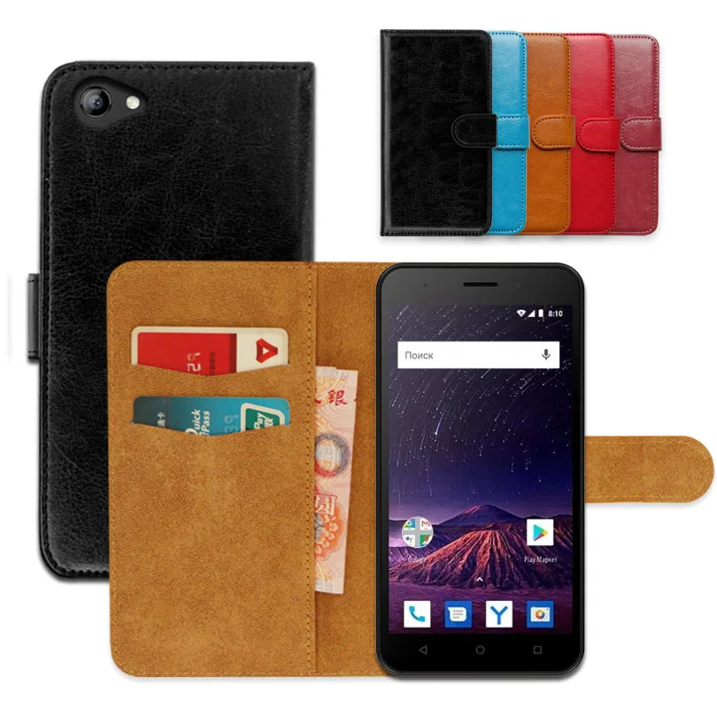 Чехол-бумажник с откидной крышкой для Vertex Impress Luck NFC(4G), эксклюзивный нескользящий Ультратонкий чехол для телефона из искусственной кожи, чехол-книжка