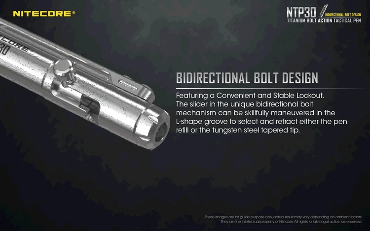 Nitecore NTP30 Болт действие титановый сплав тактическая ручка Самообороны наружные армейские инструменты эргономичный вольфрамовый стальной конический наконечник