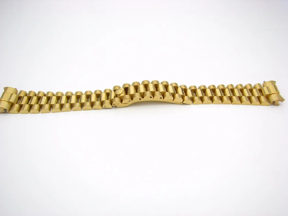 CARLYWET 20mm Solid Curved End Screw Links Deployment Clasp Stainless Steel Wrist Watch Band Bracelet Strap For Rolex President