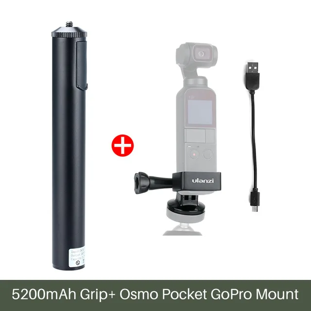 Для DJI OSMO Pocket 5200 мАч 2 в 1 Удлинительный полюс Внешний Аккумулятор ручка для Gopro Hero 7 6 5 eken Sjcam Vlog Stick Grip - Цвет: Золотой