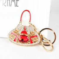 personality women lady hangbag red big oval crystal charm pendant purse key ring chain wedding party birthday best gift