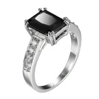 Женское кольцо из серебра 925 пробы, с черным фианитом, размеры 6-7-8-9-10