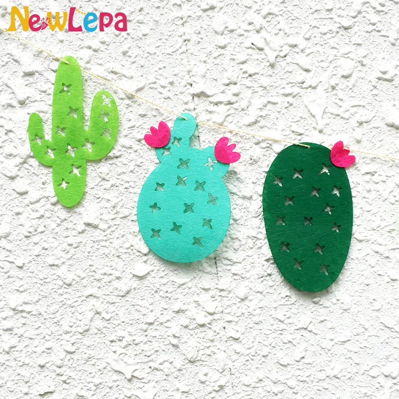 Забавный зеленый тропический нетканый материал кактус гирлянда баннер фото