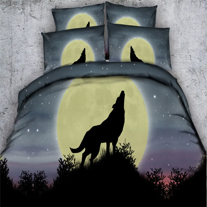 Бесплатная доставка комплект постельного белья 3d с изображением животных волков