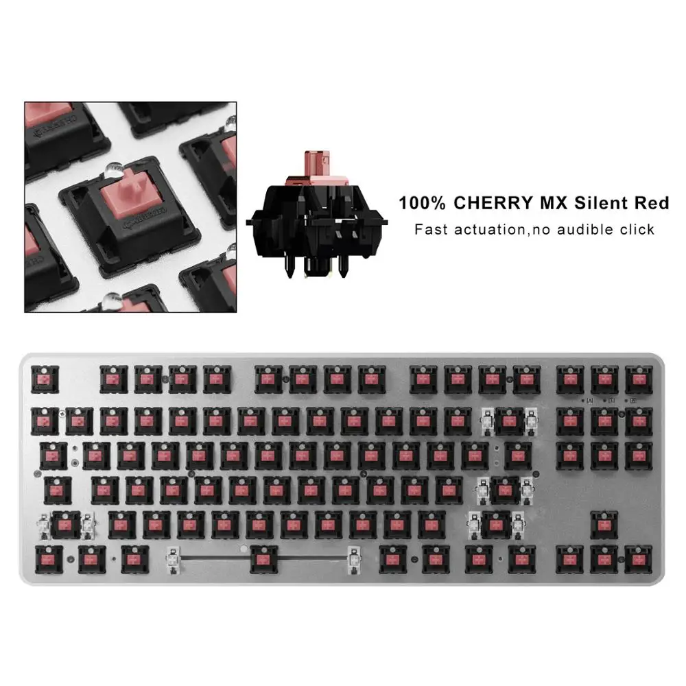 Игровая механическая клавиатура GK87 PRO [Cherry MX Silent Red] TKL 87-key Anti-ghosting RGB с подсветкой для PC Gamer Typist-QWERTY-Layout