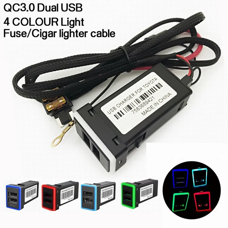 12 В двойной USB Автомобильное зарядное устройство QC3.0 светодиодный вольтметр адаптер питания с цифровым дисплеем напряжения для Toyota COROLLA Lewin RAV4 CAMRY eiz