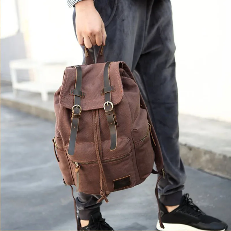 

2019 Vintage Canvas Backpacks For Men Women Laptop Backpack Fit 12-15" Mochila Masculina Rucksack For College School Bag