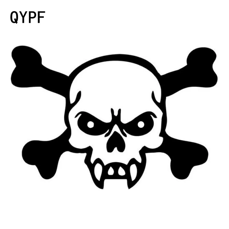 

QYPF 14.9CM*10.3CM Interesting Skull Unique Vinyl Graphic Car Sticker Black/Silver Decoration S9-2086
