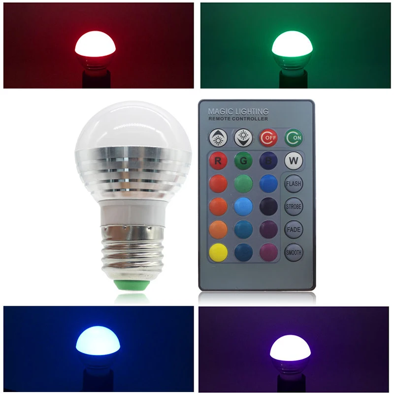 E27 E14 GU10 светодиодный RGB светильник 110 В 220 5 Вт прожектор с регулируемой яркостью
