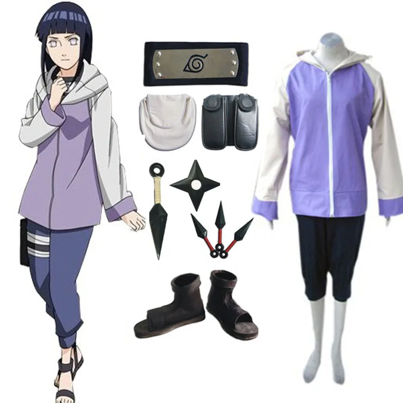 Японского аниме Наруто Shippuuden Hinata Hyuga Cotume полный комбо набор Косплей форма костюм для взрослых женщин девочек Хэллоуин костюм