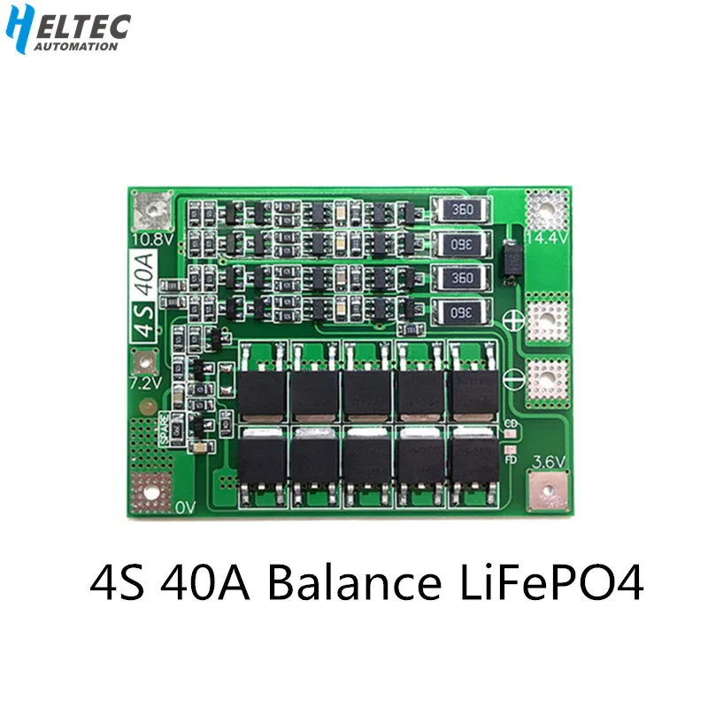 Защитная плата для батарей 18650 LiFePO4 40А 12 8 в 14 4 В литиевая железная BMS с