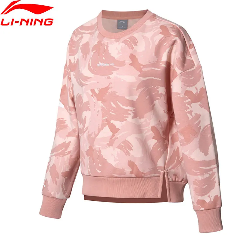 Li-Ning женский сверхмодный свитер теплый флис свободный крой 66% полиэстер 34% хлопок подкладка спортивные топы кофты AWDN808 COND18