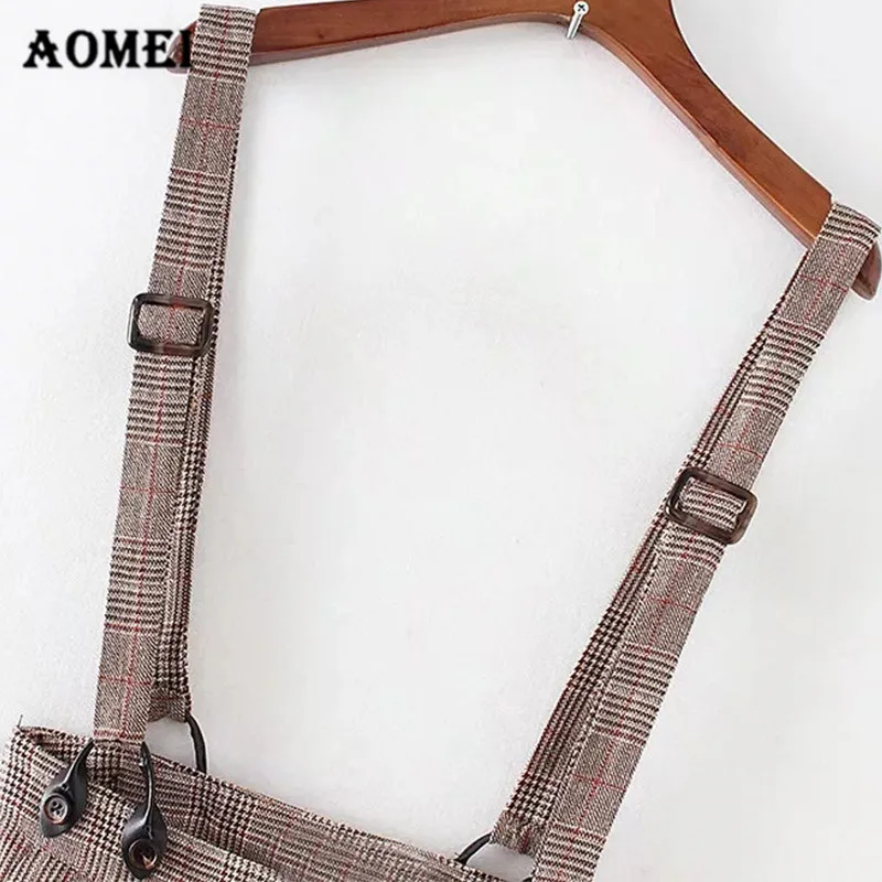 Женские клетчатые комбинезоны длиной до щиколотки повседневные модные