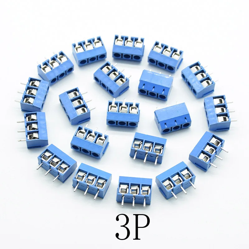 10 шт./лот Φ шаг 5 0 мм прямой контакт 3P винт PCB Клеммная колодка соединитель синий