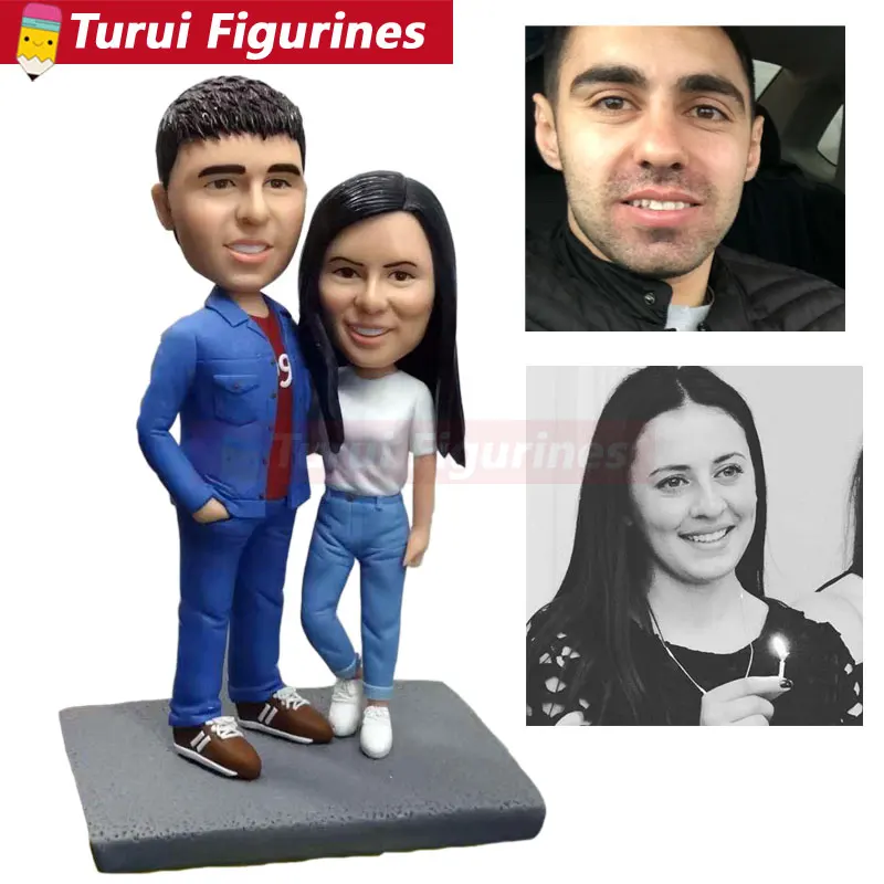 Custom lovers bobblehead traveler bobble head статуэтки Пара ручная работа Свадебный торт Топпер