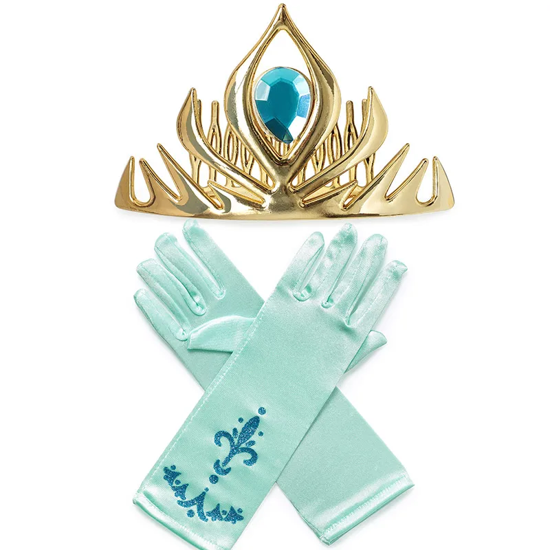 Crown and Gloves Детский комплект одежды из топа и штанов с изображением Аладдина и волшебной лампы «Принцесса Жасмин» с повязкой на голову для девочек; платье для дня рождения «Жасмин» для костюмированной вечеринки - Цвет: Crown and Gloves