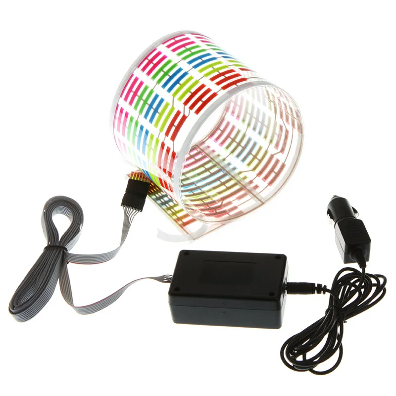 Cool Car Sticker Music Rhythm LED Flash Light Lamp EL Sheet Sound Activated Equalizer Cold Tablets Decoration | Автомобили и