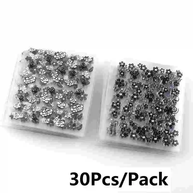 30Pcs 1 коробка, смешанные цвета AB, 3D, для дизайна ногтей, пластиковые, акриловые, с плоской задней стороной, Стразы без горячей фиксации, на Клее, стразы для рукоделия, украшения для дизайна ногтей - Цвет: 30Pcs