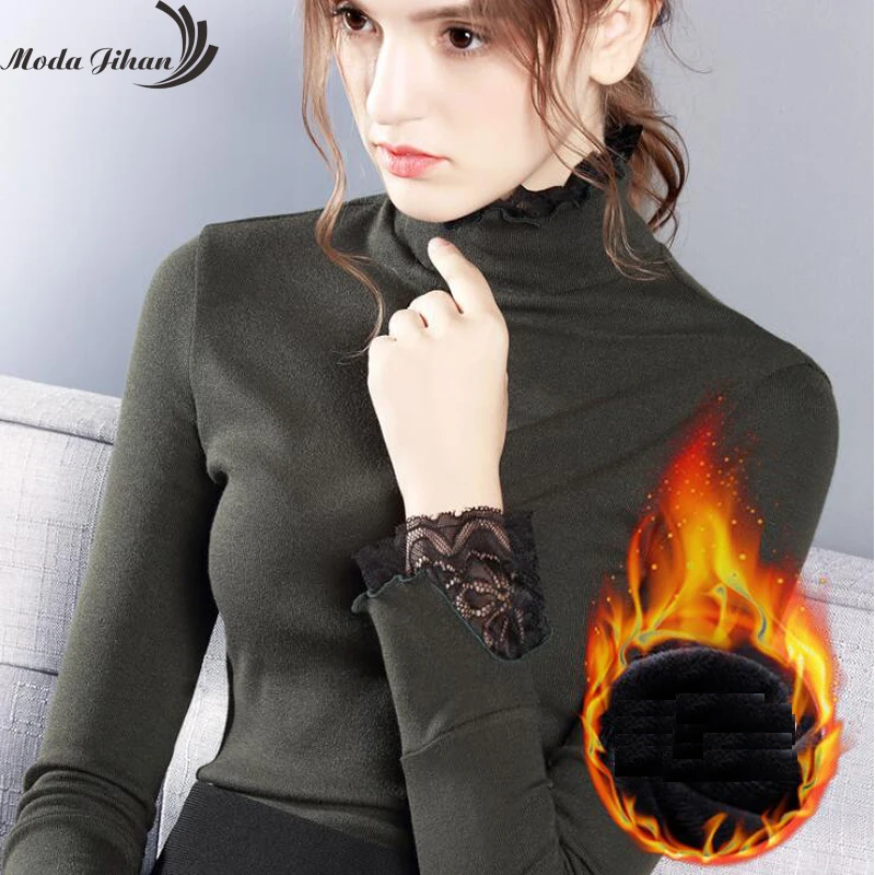 Moda Jihan женская футболка термо кашемировые высокое качество толстые топы