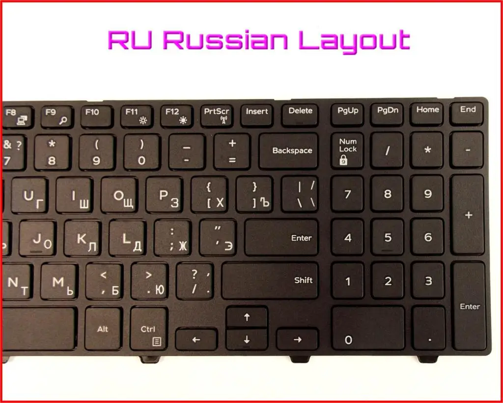Клавиатура Новая русская версия для ноутбука Dell Inspiron 15-3000 15-5542 5545 i5545 17 3542 черная с