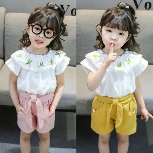 Infant Toddler Baby Girl Clothes Cotton Sleeveless Floral T-shirt Top Dress+Colorful Shorts Pants 2PCS Outfit Set | Мать и ребенок