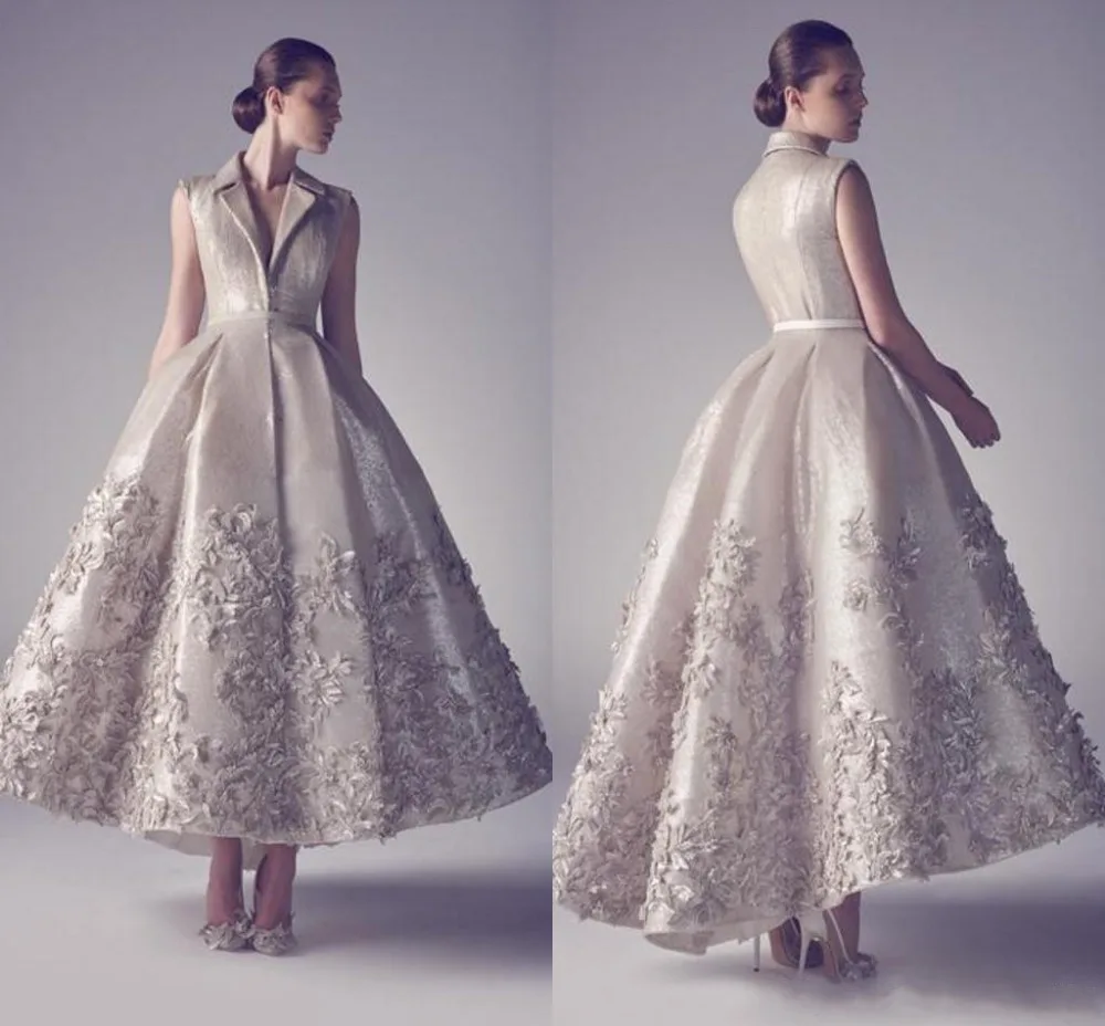 2016 Осень Короткие Вечерние Платья Line V Шеи Голеностопного Длина Рукавов Атласная