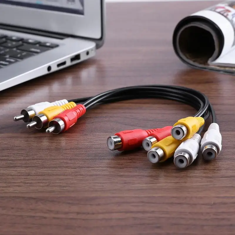 Черный 25 см 3RCA штекер к 6RCA разъем сплиттер Аудио Видео AV TV DVD адаптер кабель |