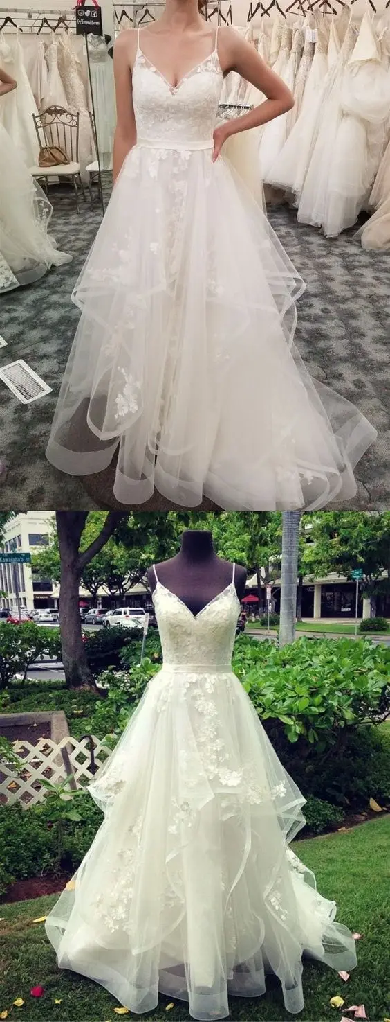 

Boho Wedding Dresses Tulle with Appliques Wedding Gowns Vestido De Noiva Robe De Mariage Dresses Married Bridal Gown