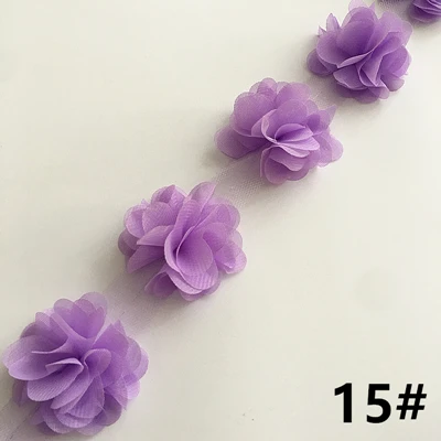 2 ярда 33 цвета 3D шифоновые цветы DIY 6 см ширина кружевная отделка 24 Цветочная кружевная лента украшения одежды аксессуары XF03 - Цвет: 15