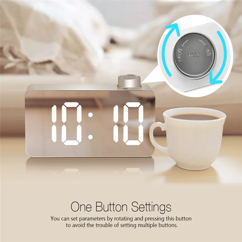 Digoo DG DM2 LED три цвета регулируемый дисплей зеркальные часы Повтор Fuction ночной режим