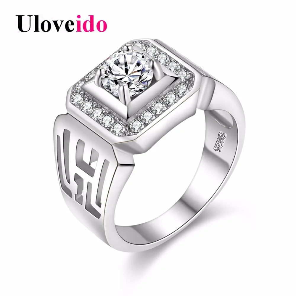 Uloveido обручальные кольца для мужчин золотого цвета с кристаллами модные